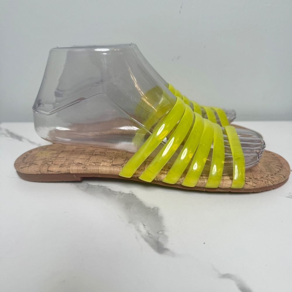 Womens Slides Sandals BC Born in California Cork Neon Yellow Size 10 - Picture 5 of 7